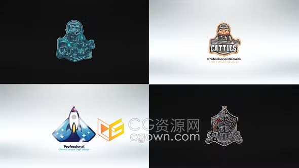 AE标志模板-简单动画模糊到干净清晰闪亮LOGO显现