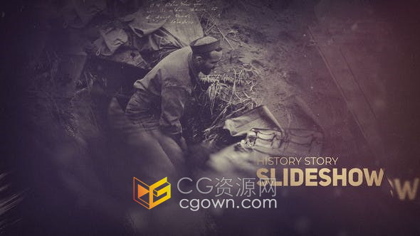 AE模板-纪录片历史幻灯片战争英雄人物图片动画真实故事介绍视频
