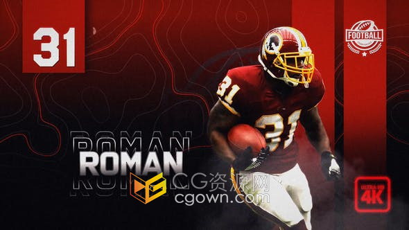 AE模板-体育运动队队员介绍篮球足赛事球球队介绍视频4K分辨率