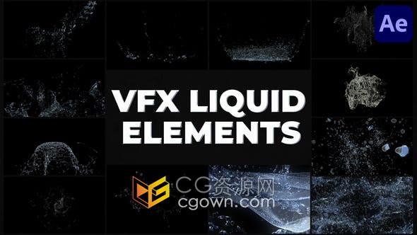 AE模板-VFX液体流体水飞溅特效效果视频素材12组