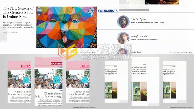 突发新闻在线报纸推广现代介绍推广4K分辨率社会营销活动视频-AE模板下载