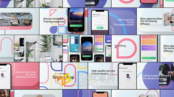 AE模板-应用程序设计UI/UX/XD展示介绍视频Smart App Promo