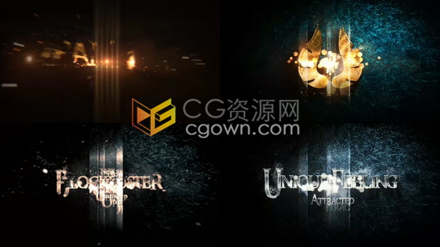 金色粒子光斑光效动画效果介绍LOGO演绎视频片头游戏或电影宣传-AE模板下载