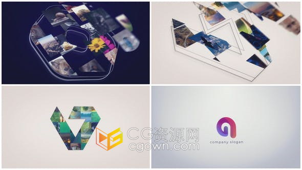 AE模板-草图素描马赛克照片拼图公司LOGO视频片头动画