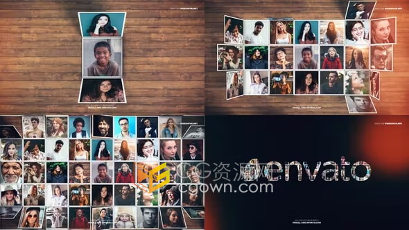 折叠铺展照片墙动画片头标志LOGO显示-AE模板