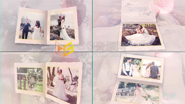 婚礼相册新婚祝福优雅浪漫唯美照片幻灯片视频相册制作工程文件-AE模板下载