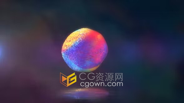 非常炫丽的彩色球体粒子迸裂消散动画标志展示AE logo模板