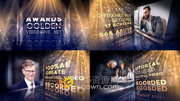 AE模板-颁奖典礼简介颁奖典礼提名金闪烁粒子设计视频Awards Golden