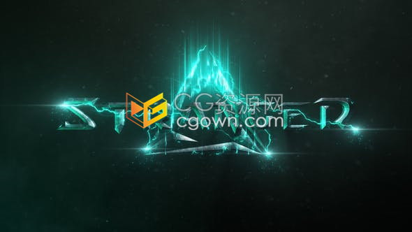 火花粒子能量闪电闪烁演绎金属LOGO动画电影标志开场视频片头-AE模板下载