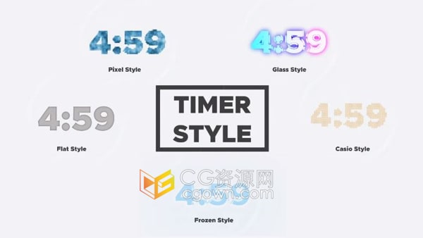 AE模板-抽象技术液体背景创建酷炫玻璃冻结像素倒数计时器动画