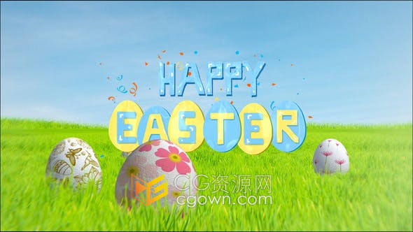 AE模板-2021年复活节快乐3D卡通场景动画视频Happy Easter