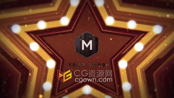 3D星星叠加动画五角星标志视频电影预告片LOGO片头AE模板