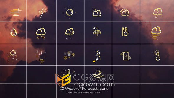 AE模板-20组天气预报动态图标视频Icon Weather Forecasts