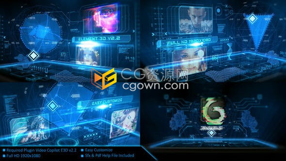 AE模板下载E3D制作数字信息全息故障介绍高科技公司宣传视频片头