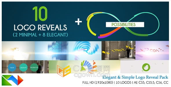 AE模板-10组简约LOGO动画企业公司品牌视频片头制作