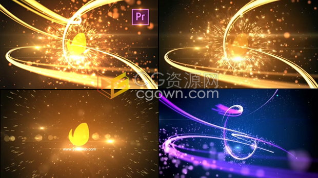 PR&AE模板下载条纹光线火焰粒子爆炸效果LOGO视频片头动画制作工程