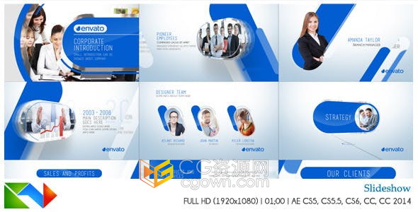 AE模板-Corporate企业宣传片头介绍商务使用公司文化图文视频