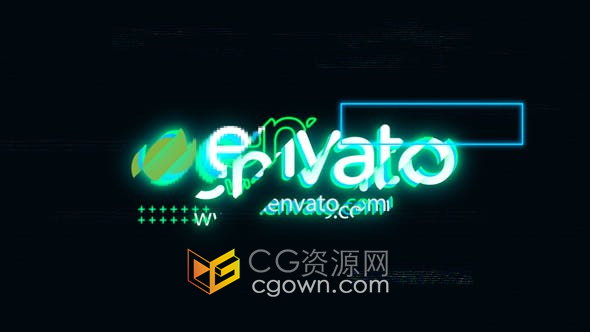 AE模板-毛刺故障形状动画LOGO标志视频片头