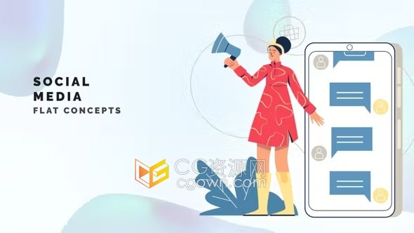 AE模板-社交媒体在线营销网络直播线上面试交流场景MG图形动画