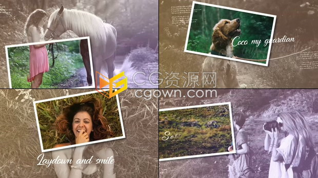 假期旅行婚礼家庭美好回忆相册时间线展示相框突显展示照片幻灯片-AE模板