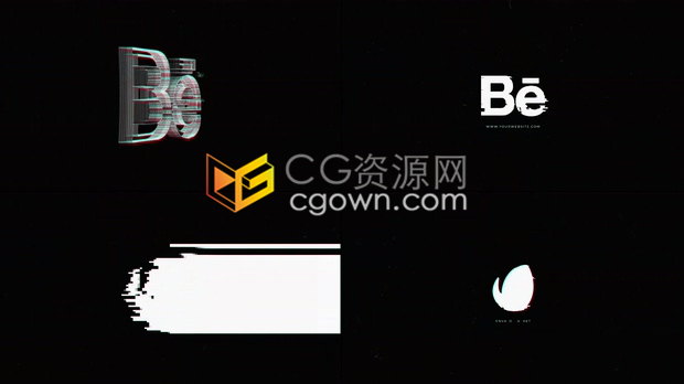 RGB分割故障失真标志变形扭曲信号干扰LOGO片头-AE模板下载
