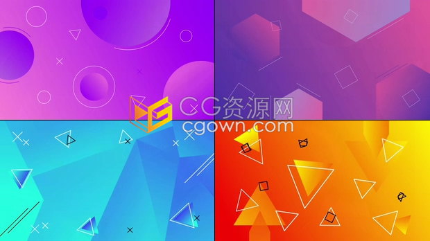 19组简单抽象形状渐变彩色活泼明亮背景集合-AE模板下载