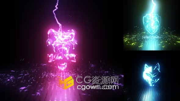 强大的电击效果闪电能量雷击标志LOGO动画AE模板