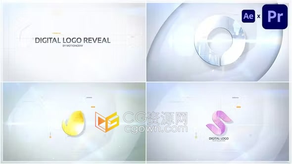 AE/PR模板-闪光明亮数码科技公司品牌Digital Logo标志动画