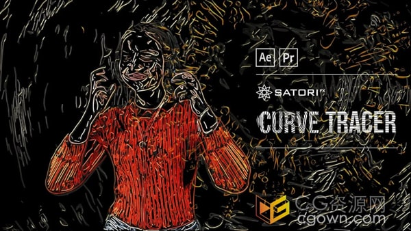 AE/PR插件Curve Tracer v1.0.0制作抽象线条填充描绘画面效果