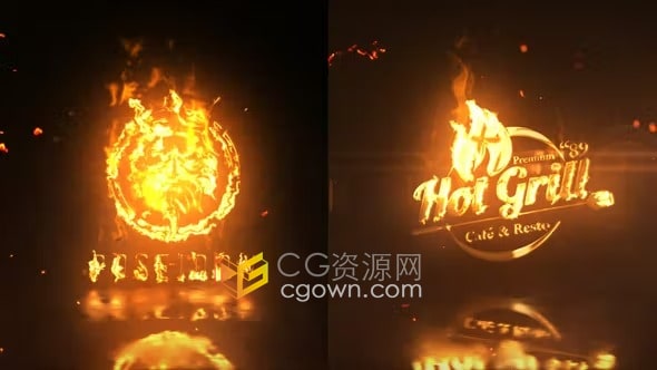 余烬烟雾特效烈火燃烧标志动画消防安全宣传片头AE模板