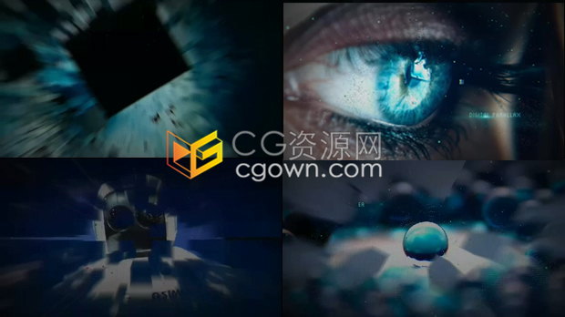 数字视差幻灯片三维摄像机过渡效果科技感粒子特效开场视频-AE模板下载