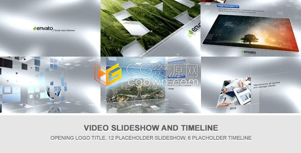 现代简洁明亮方块拼接图文展示视频时间线科技公司宣传幻灯片-AE模板下载