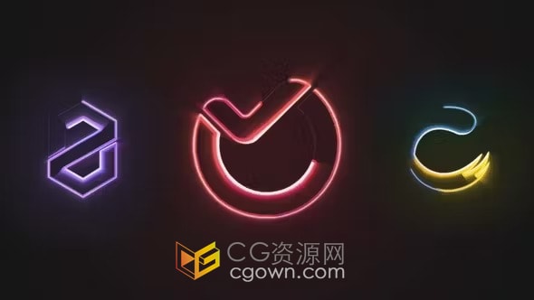 时尚彩色光线描边绘制企业光泽LOGO动画-AE模板