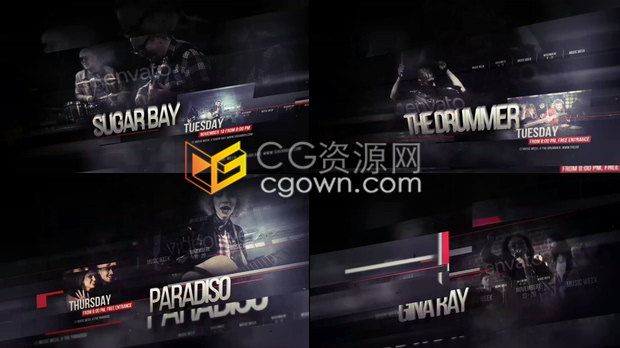 音乐周宣传片摇滚乐队介绍俱乐部音乐会推广视频-AE模板下载
