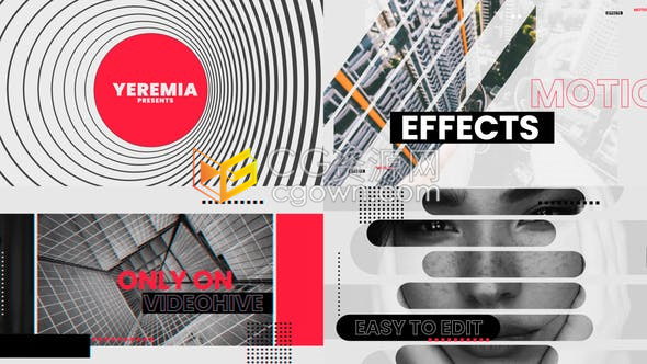 4K时尚杂志宣传vlog视频快速故障效果快速照片介绍动态开场-AE模板下载