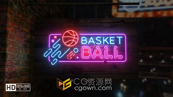 AE模板-LED霓虹灯标志揭晓酒吧夜店发光门牌LOGO