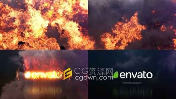 AE模板-浓烟烈火爆炸燃烧火焰标志LOGO片头