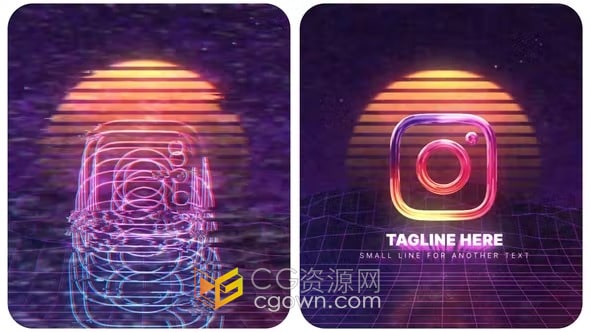 复古光束创建怀旧VHS标志LOGO动画-AE模板