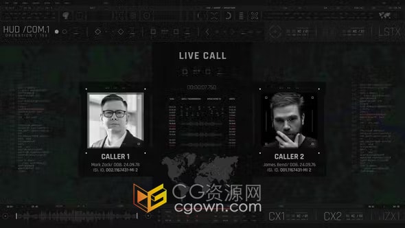 HUD军事情报监视秘密行动通讯技术元素-AE模板