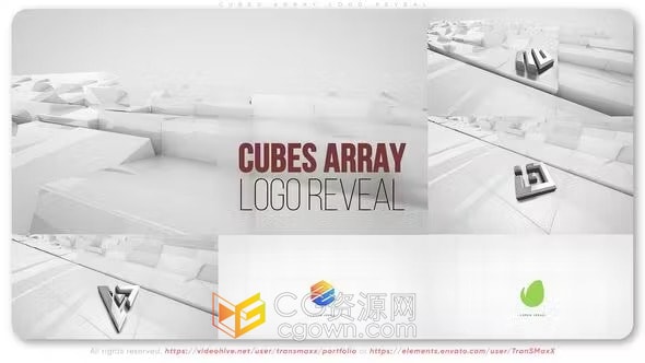 反射效果翻转立方体阵列视觉特效公司标志动画-AE模板