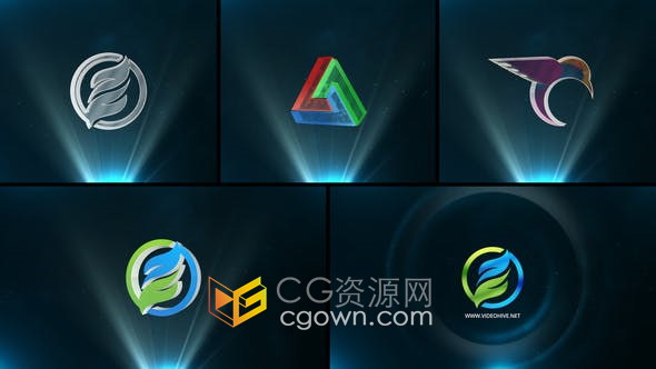 AE模板-镜头光晕光线光效3D LOGO旋转动画视频片头