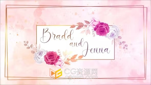 唯美优雅花卉婚礼请柬活动邀请函-AE模板