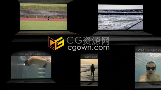 三维纵向空间感播放厅轮换演示效果史诗动作电影体育运动开场视频-AE模板