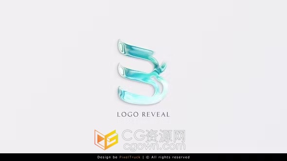 干净优雅线条液体标志揭晓现代企业光面反射LOGO动画-AE模板