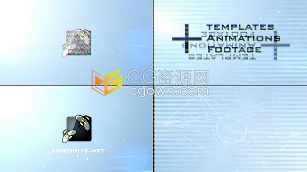 灯光闪烁线条故障毛刺像差效果LOGO片头-AE模板下载