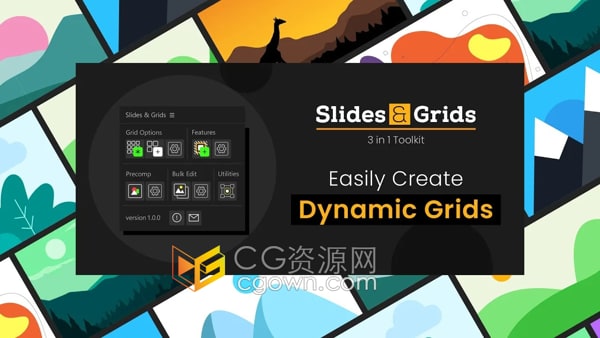 Slides & Grids V1.0 AE脚本创建动态网格照片视频墙动画