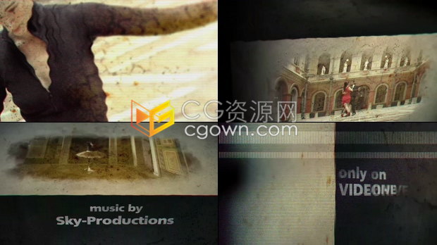 残旧三维泥土墙面烟雾故障特效展示复古图文标题视频开场-AE模板下载