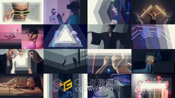 32个平面分层过渡折叠屏动画转场效果-AE模板