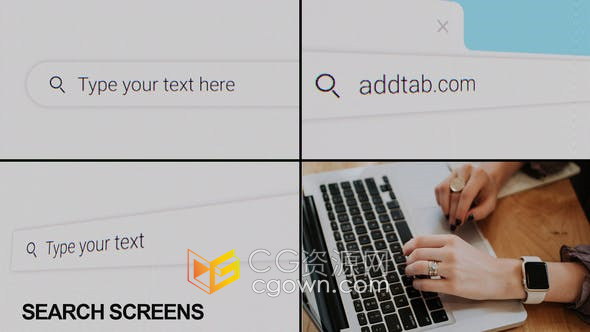 AE模板-10个预制场景搜索画面输入网址或文字操作动画效果视频