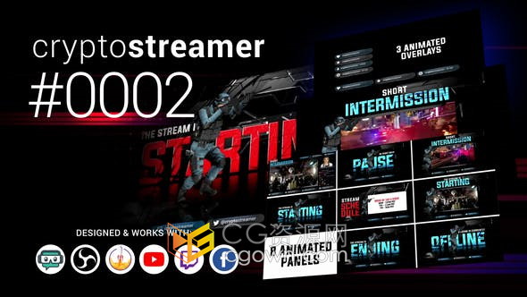 AE模板-游戏直播解说视频包装制作设计CryptoStreamer #0002